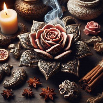 nag champa rose and leather fragrance oil product image